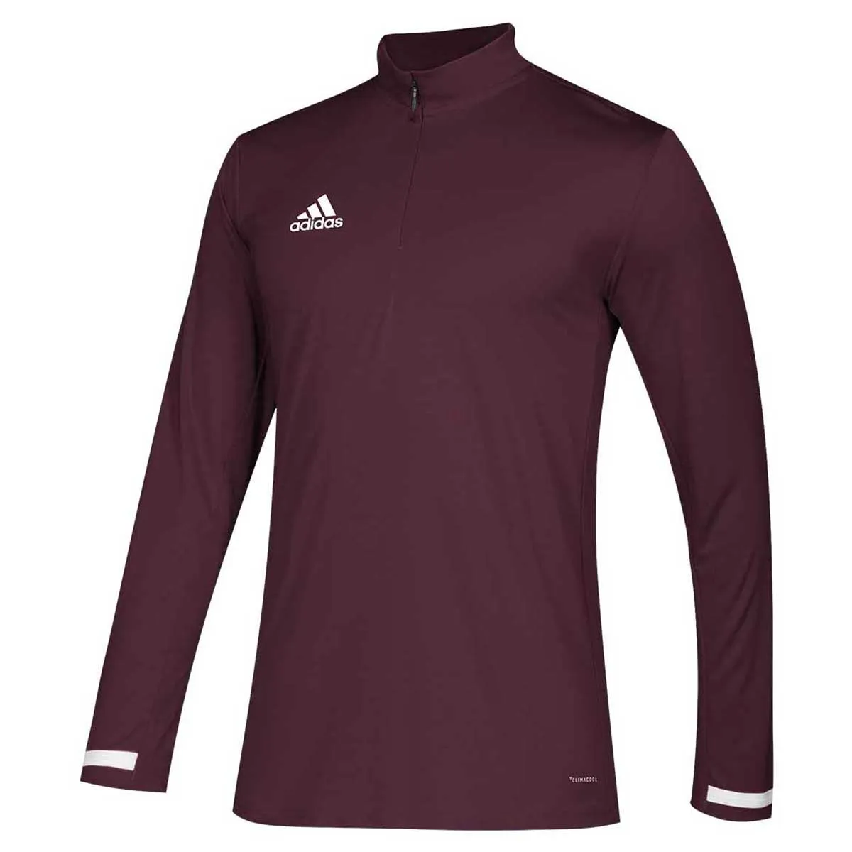 adidas Men's Maroon/White Team 19 Long Sleeve Quarter Zip