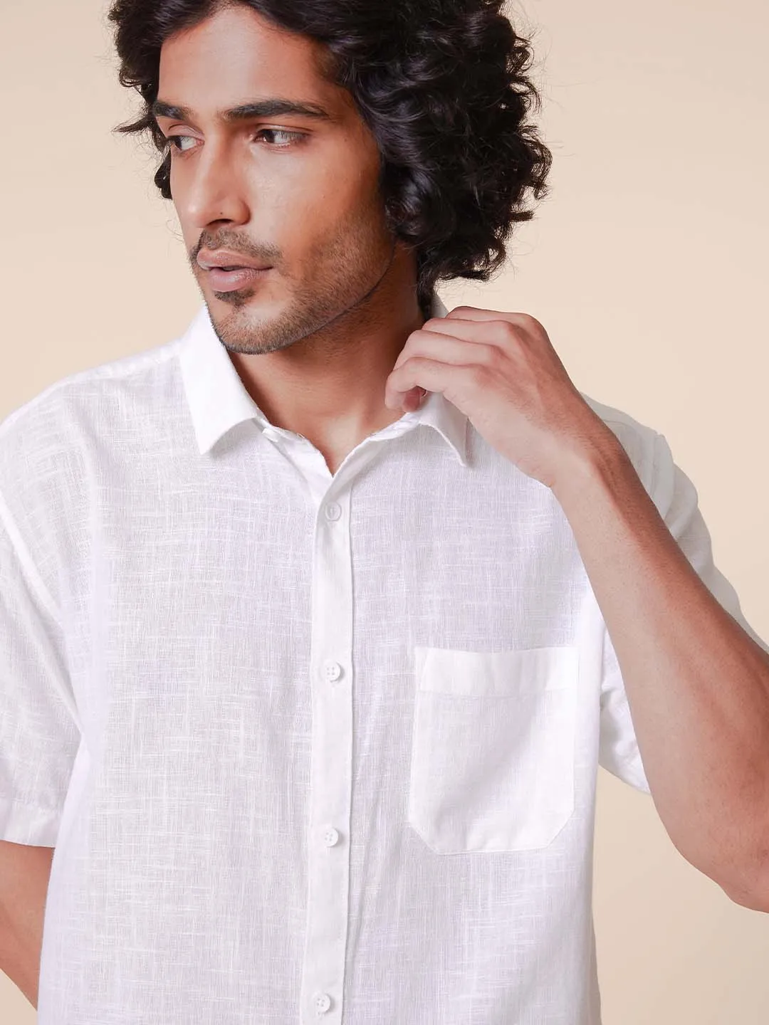 American Placket Pure Cotton Half Sleeves White Shirt - Nityam