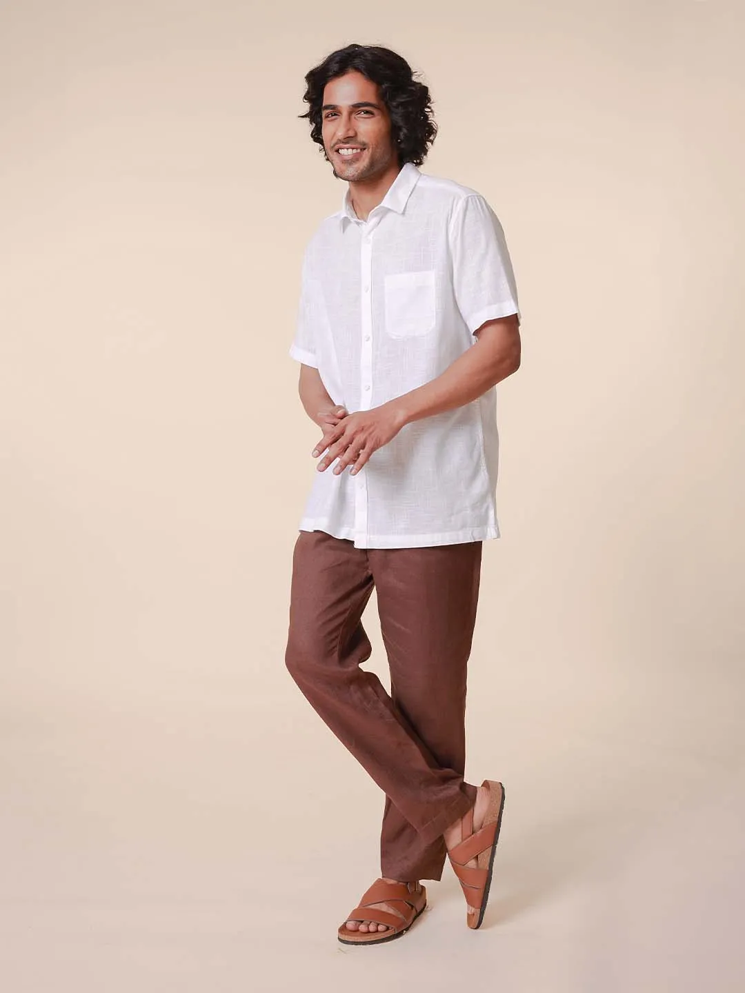 American Placket Pure Cotton Half Sleeves White Shirt - Nityam