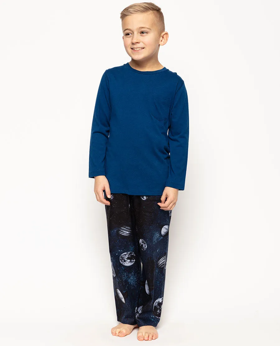 Apollo Blue Jersey T-shirt and Moon Print Pyjama Set