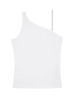 Asymmetric cotton top with chain