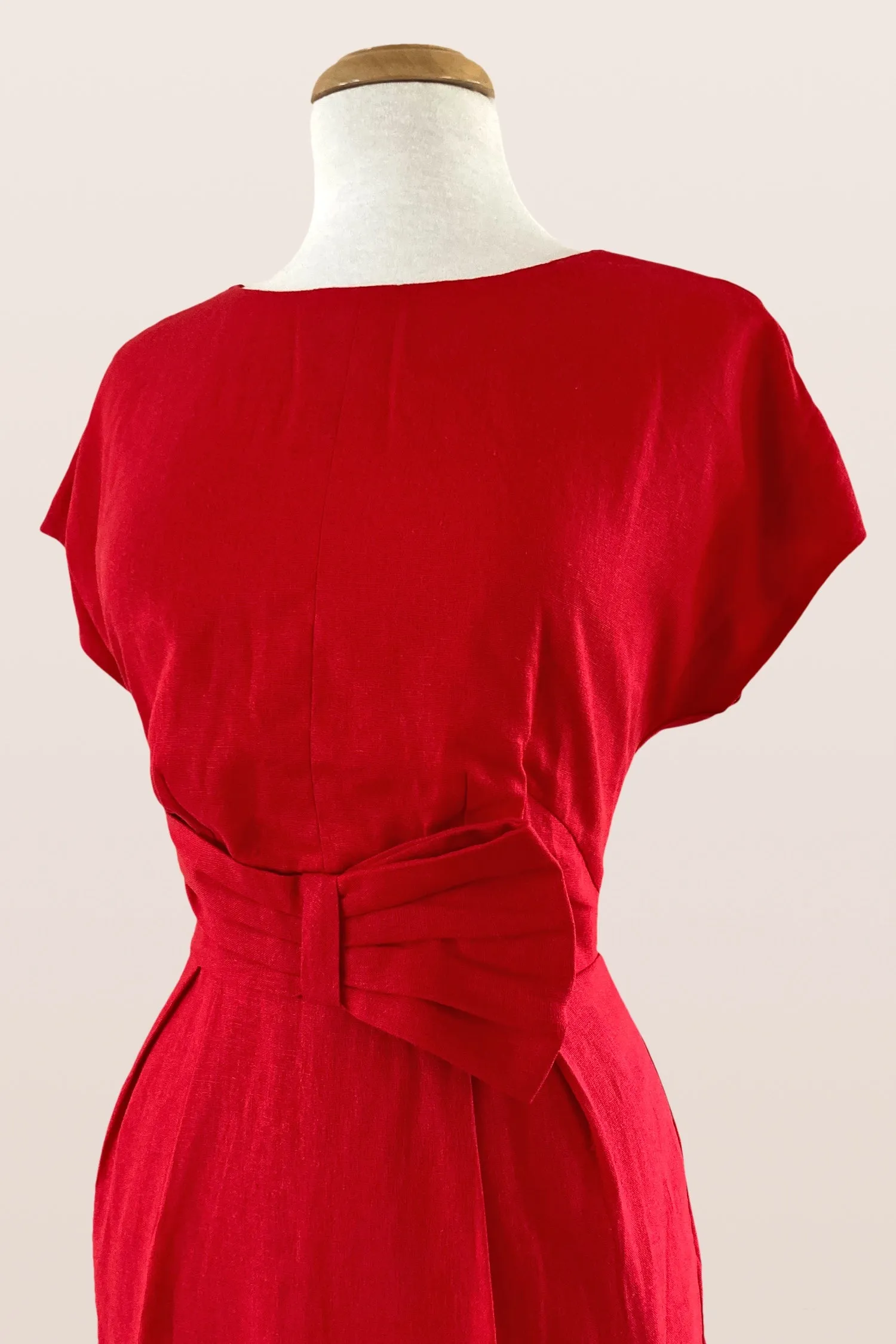 Aurelie Red Linen Dress