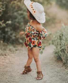 Baby Girl Off Shoulder Romper, Boho Romper