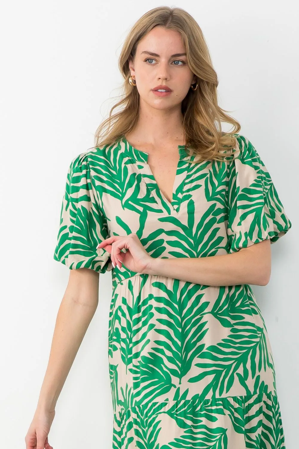 Betty Puff Sleeve Maxi Dress in Green