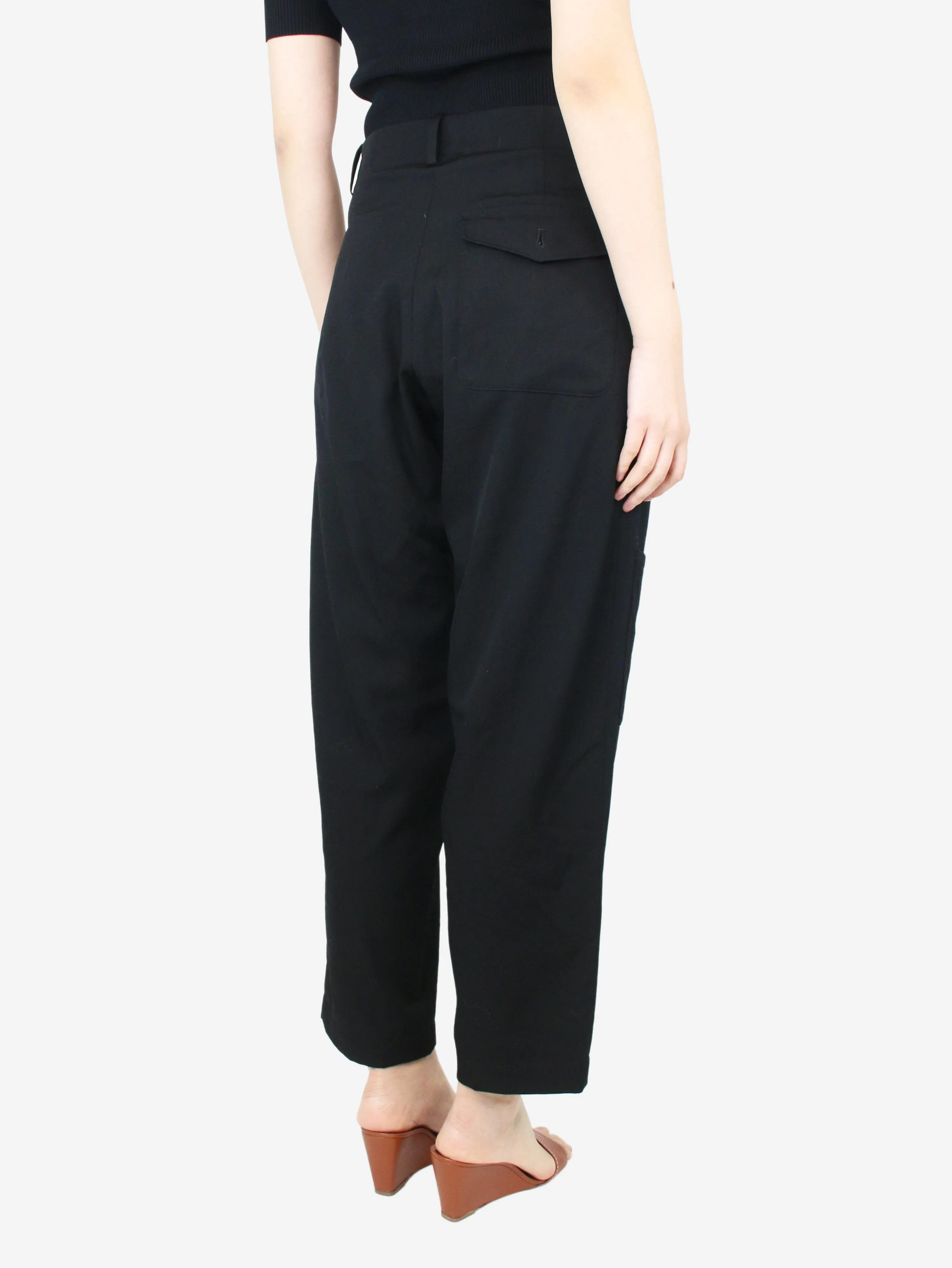 Black wool pocket trousers - size S