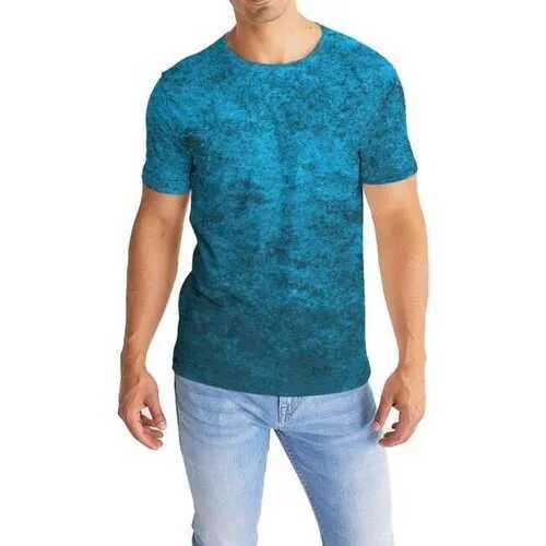 Blue Grunge Texture Premium Mens Graphic Shirt