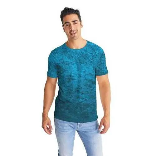 Blue Grunge Texture Premium Mens Graphic Shirt