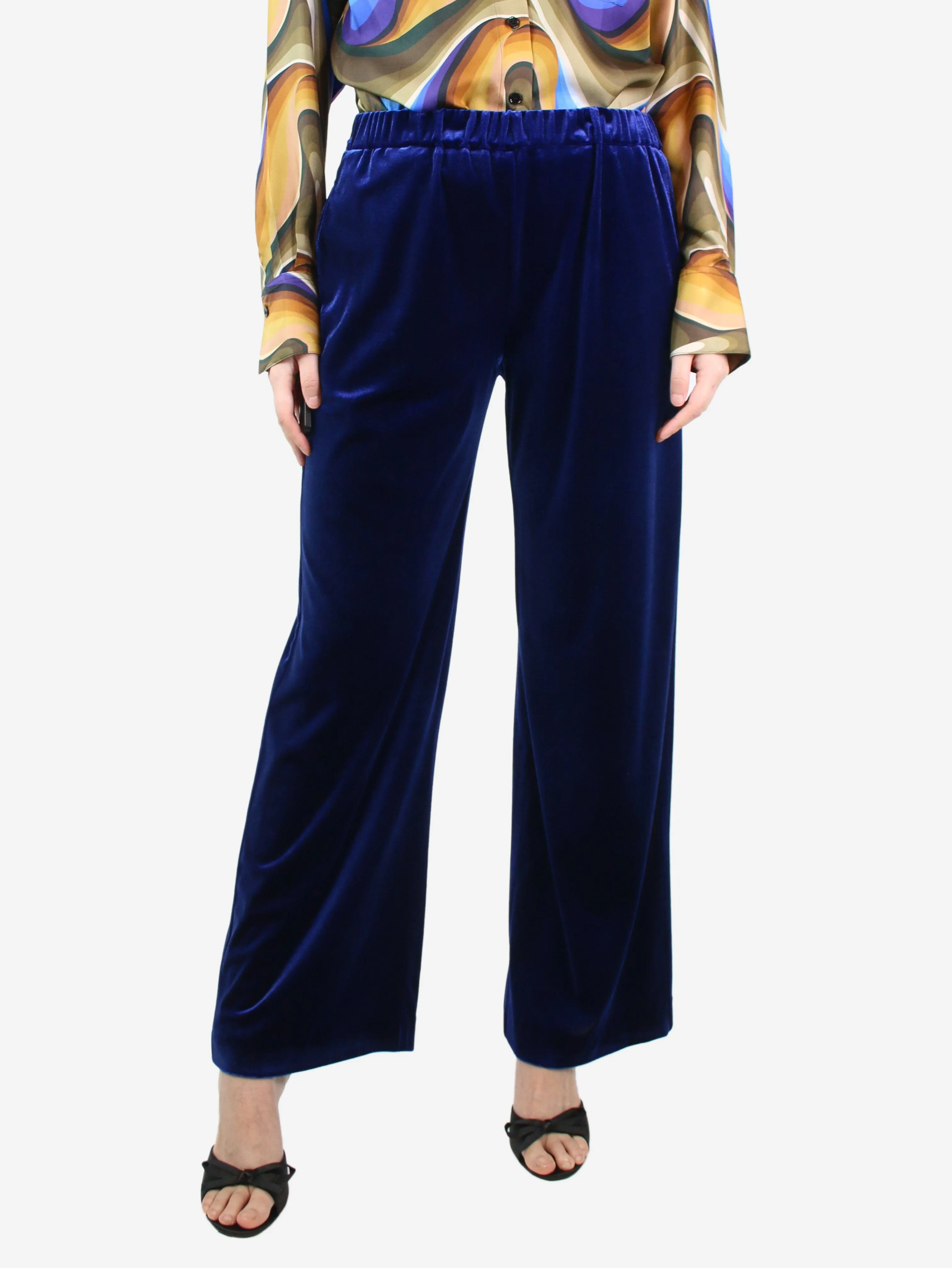 Blue velvet trousers - size UK 10