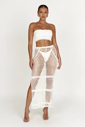 Bonnie Crochet Maxi Skirt - White