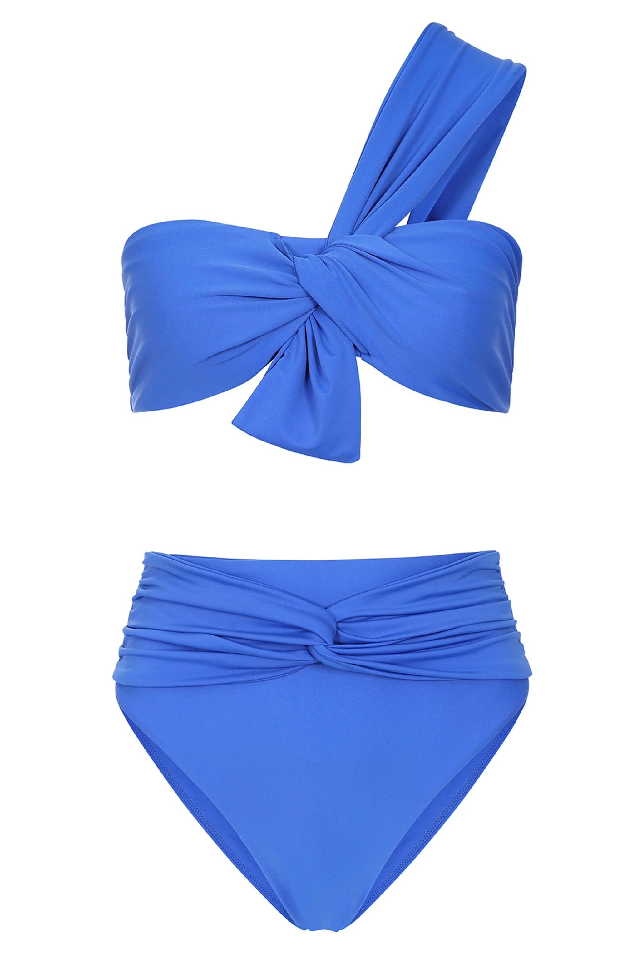 Bowline | Blue One Shoulder Knotted Bikini Top