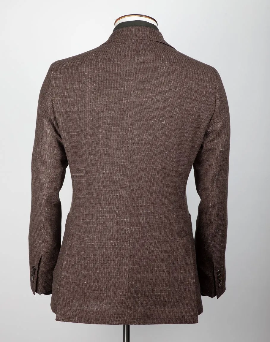 Brown Wool and Linen Hopsack Blazer