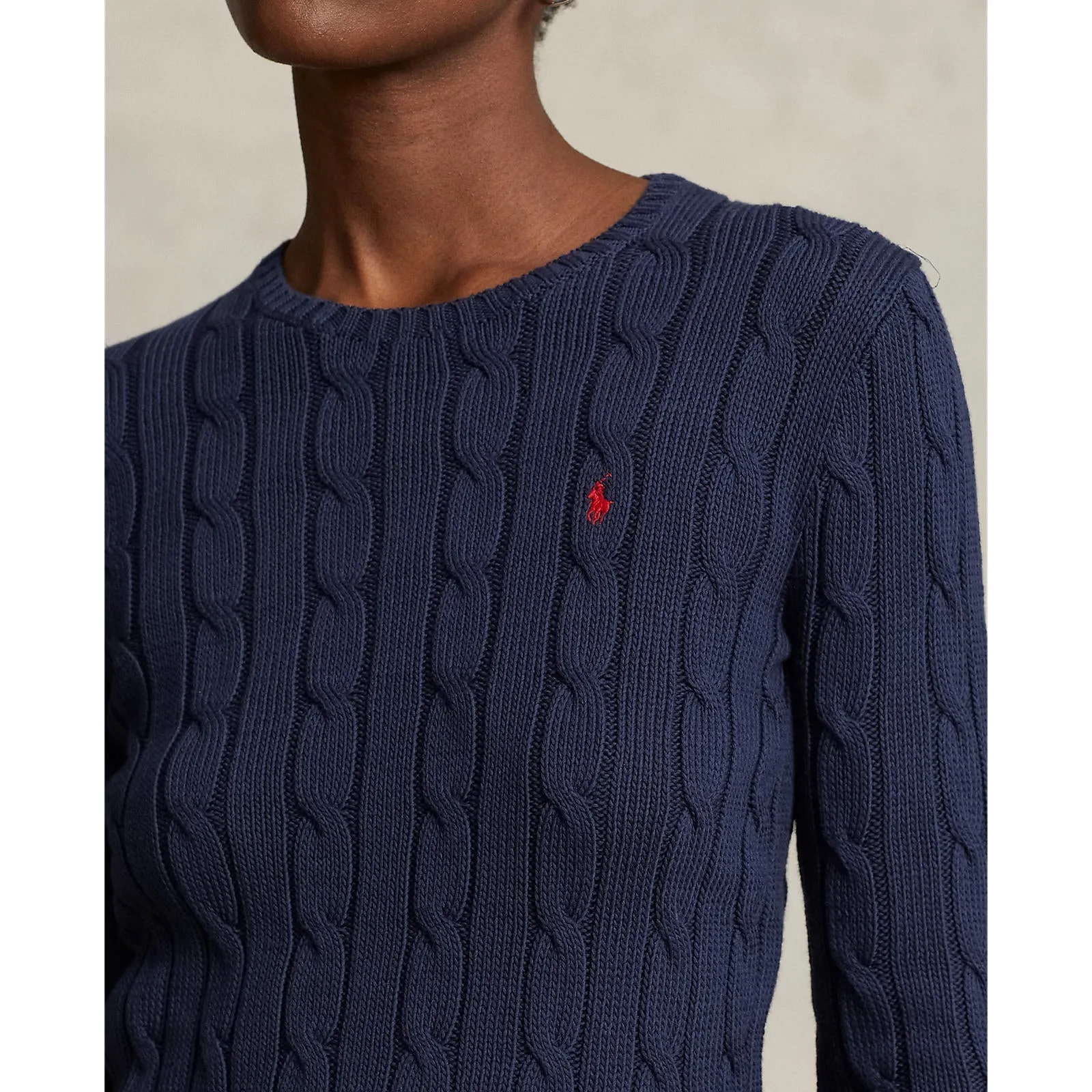 Cable-Knit Cotton Crewneck Sweater - Hunter Navy