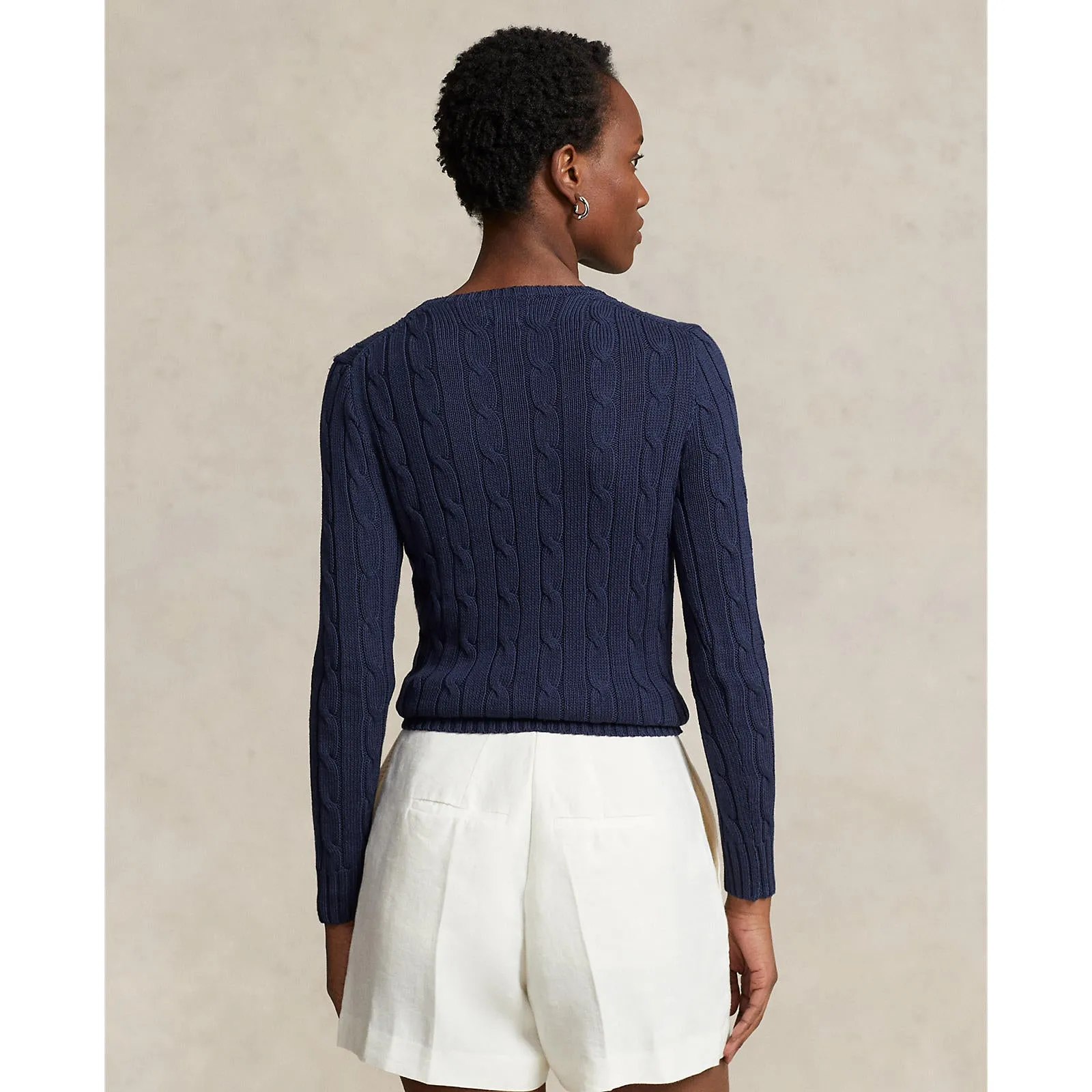 Cable-Knit Cotton Crewneck Sweater - Hunter Navy