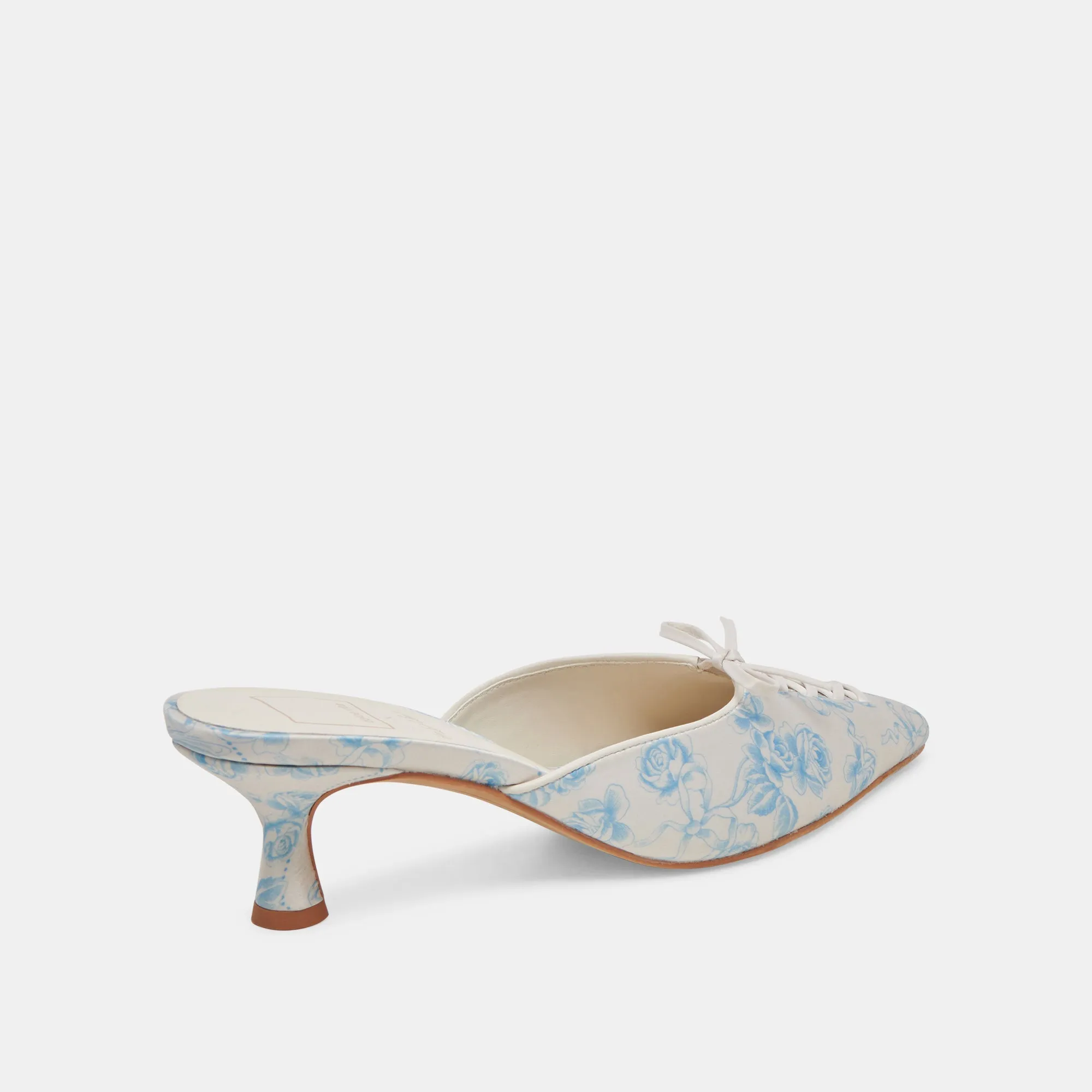 CAMILE HEELS BLUE FLORAL FABRIC