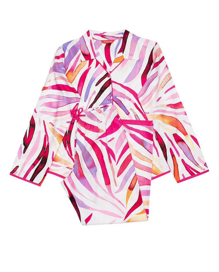 Carrie Pink Brushstroke Print Pyjama Set