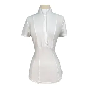 Cavalleria Toscana Jersey Short Sleeve Show Shirt w/Poplin Bib in White - Women's Small