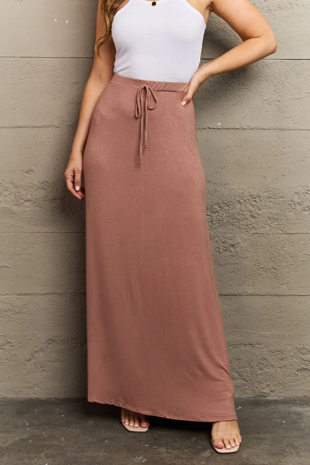 Culture Code For The Day Full Size Flare Maxi Skirt in Chocolate