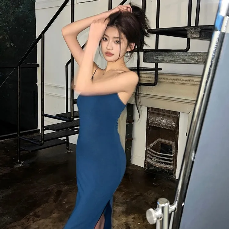 Deep Blue Slit Dress