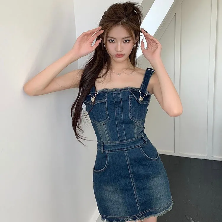 Denim Mock Overall Dress