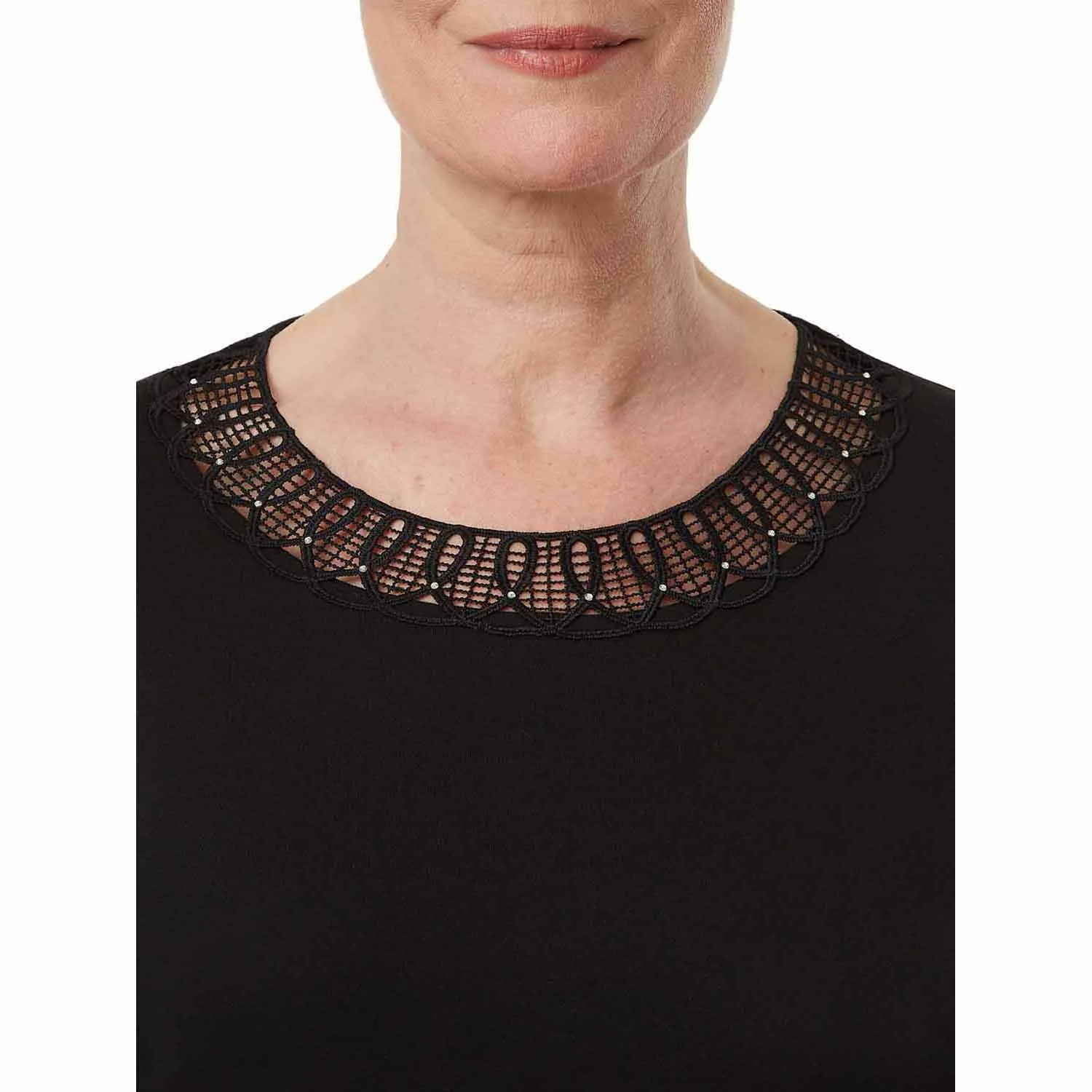 Diamante Loop Neck Top - Black