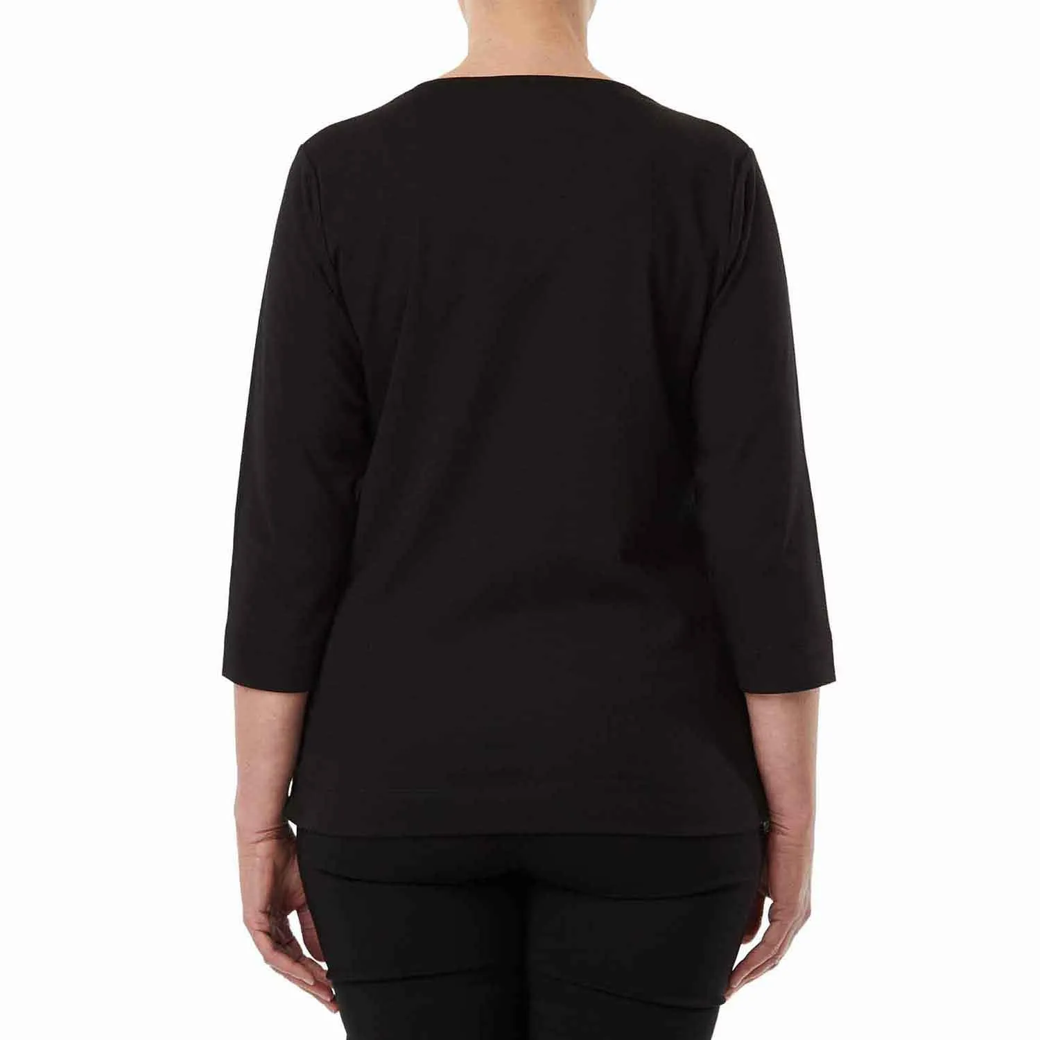 Diamante Loop Neck Top - Black