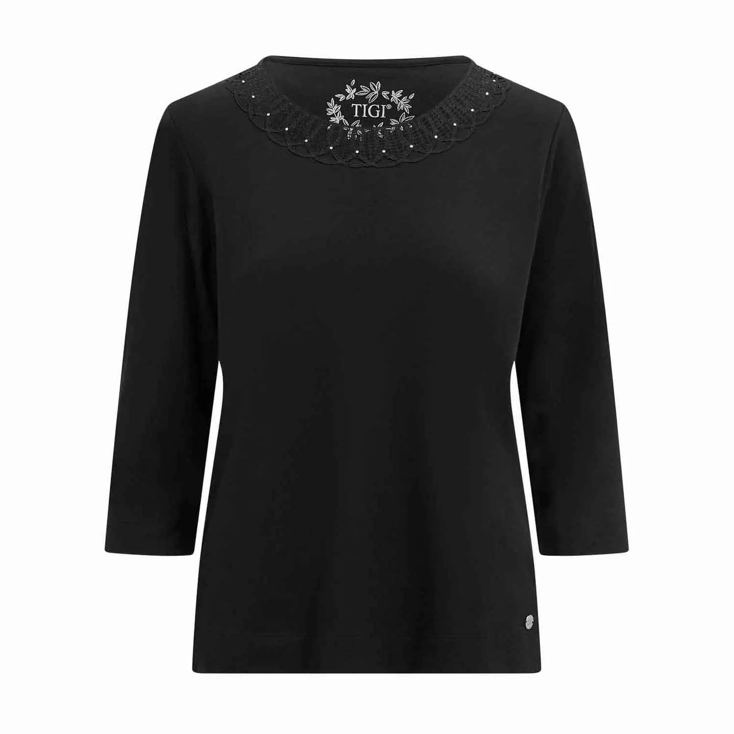 Diamante Loop Neck Top - Black