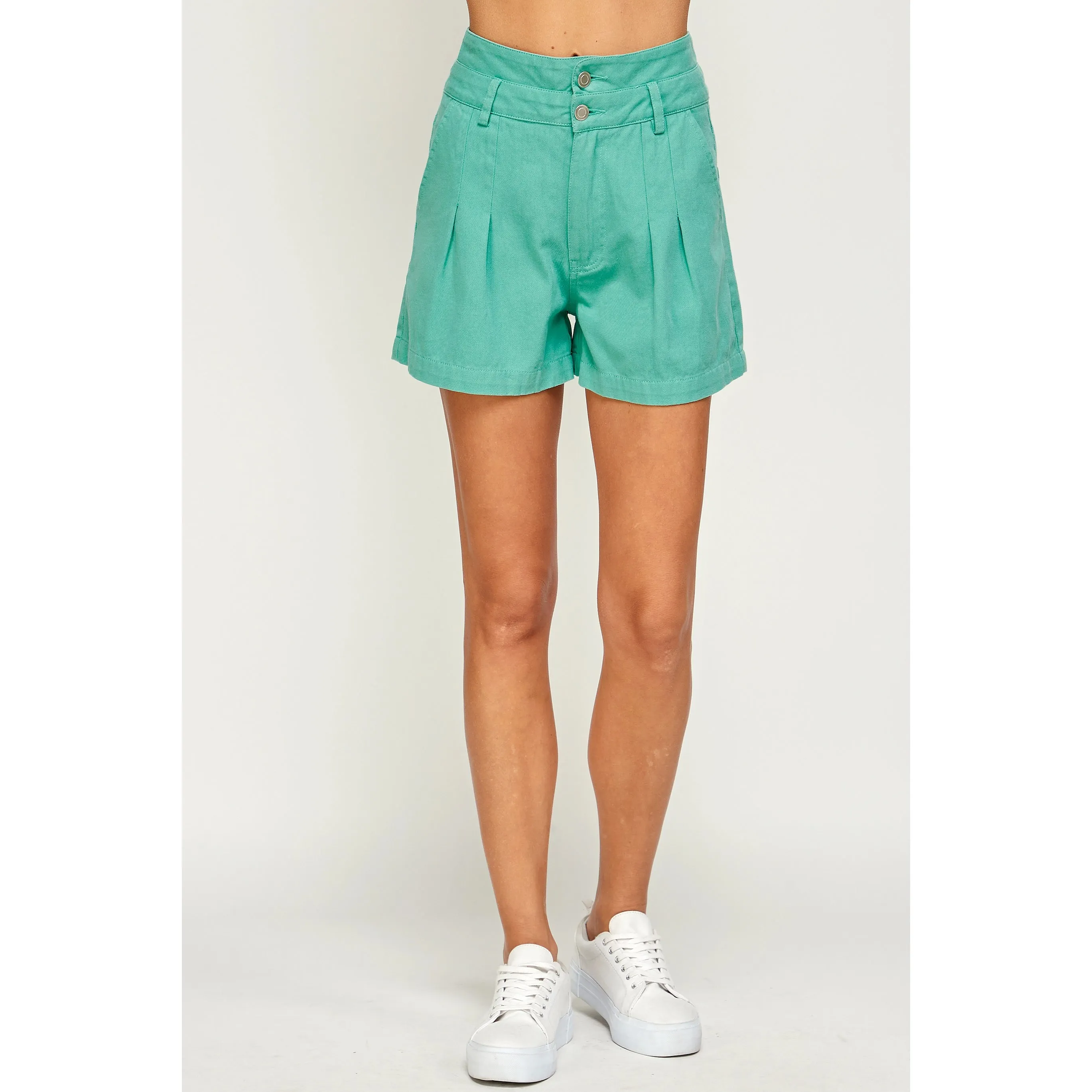 Double Button Pleated Shorts