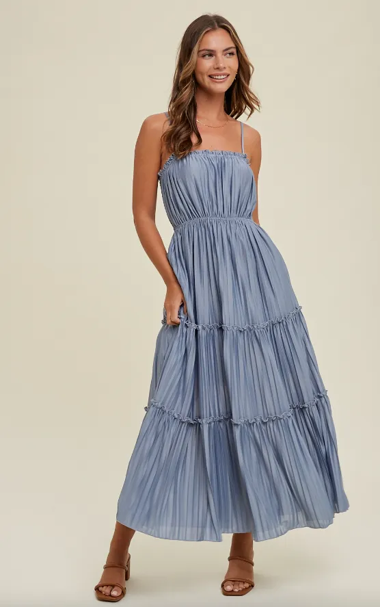 Ellie Pleated Tiered Maxi Dress