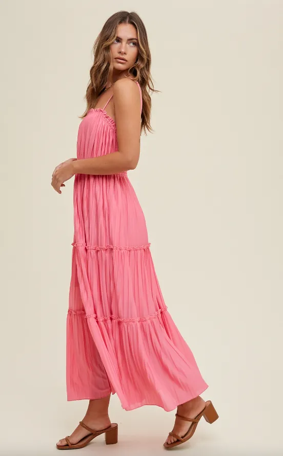 Ellie Pleated Tiered Maxi Dress