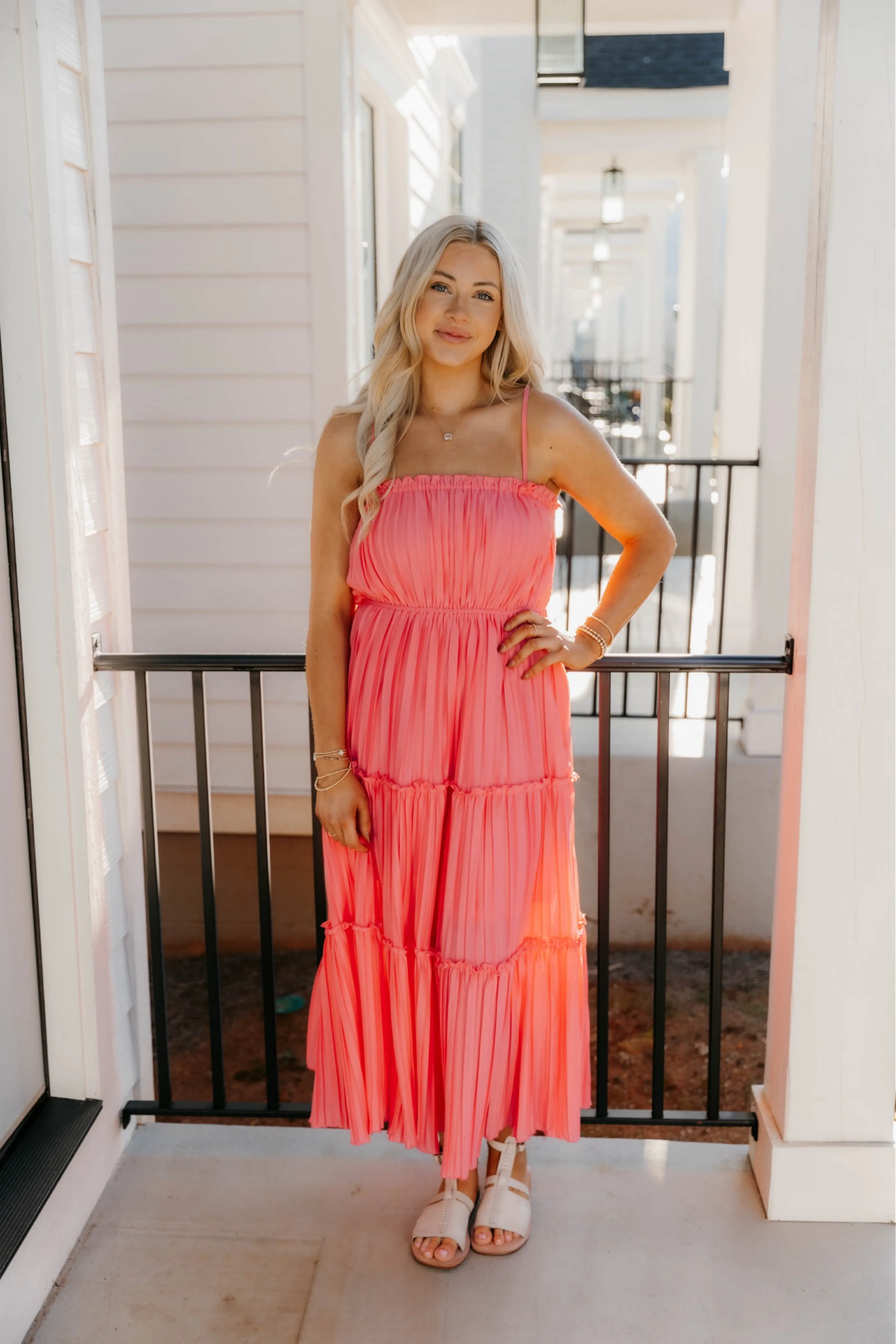 Ellie Pleated Tiered Maxi Dress