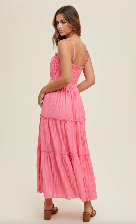 Ellie Pleated Tiered Maxi Dress