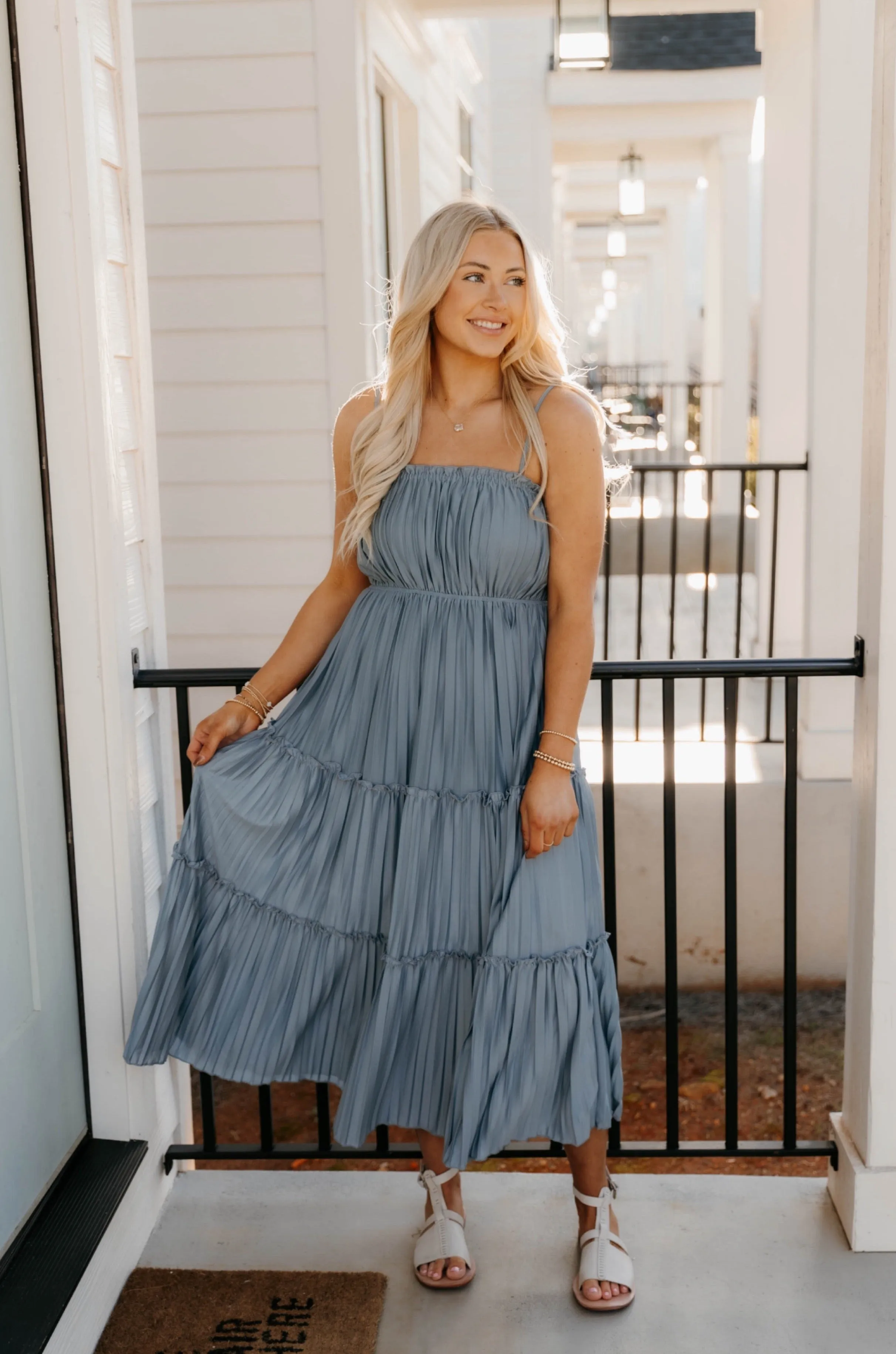 Ellie Pleated Tiered Maxi Dress