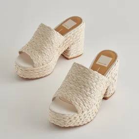 ELORA HEELS OFF WHITE RAFFIA