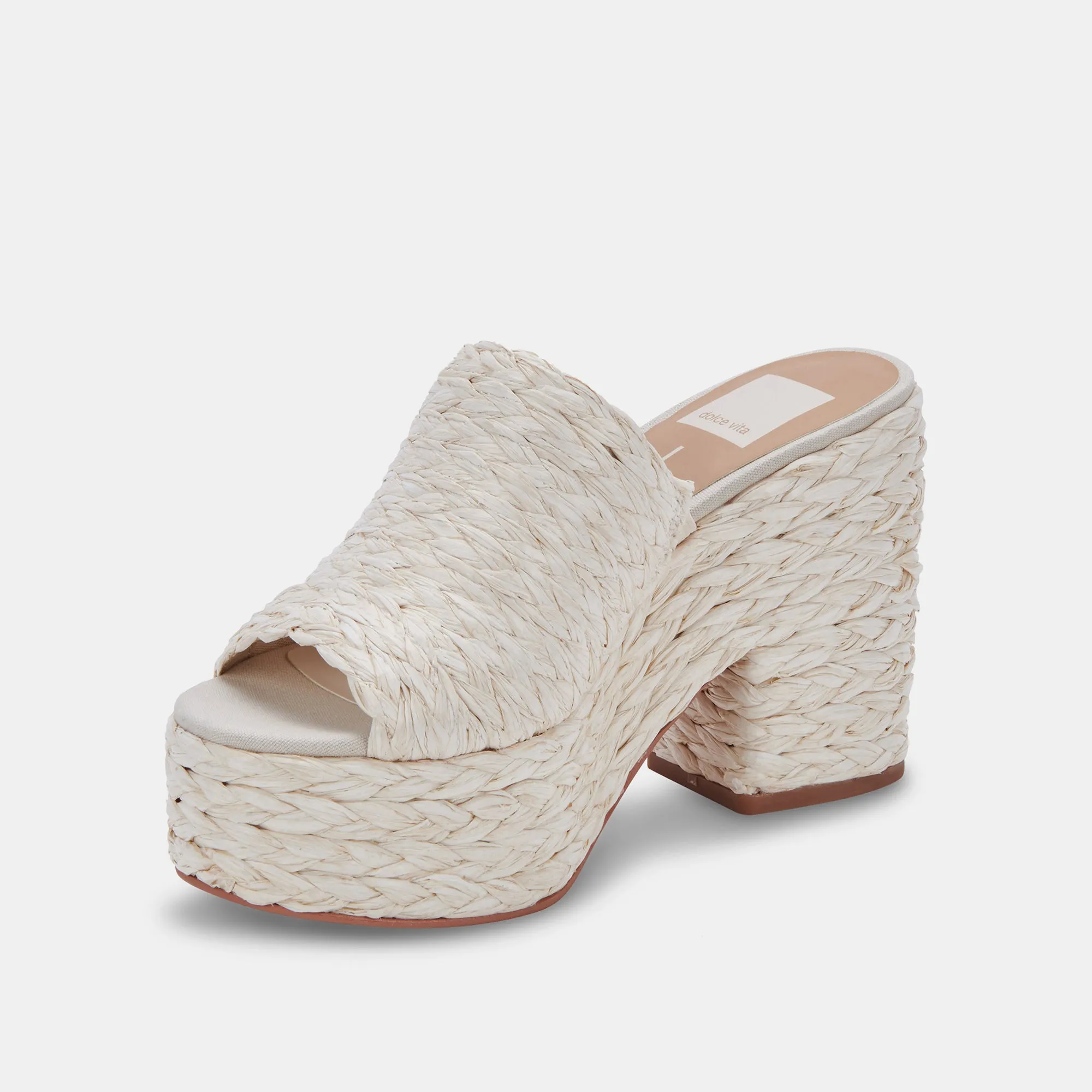 ELORA HEELS OFF WHITE RAFFIA