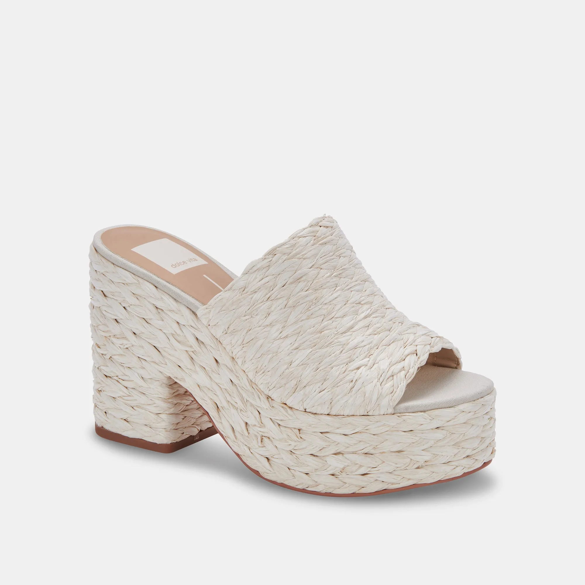 ELORA HEELS OFF WHITE RAFFIA