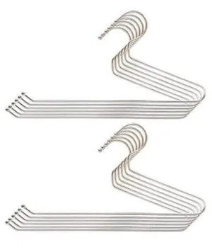 Embassy Stainless Steel Trouser/Saree Hangers, 36x19 cms, Pack of 12