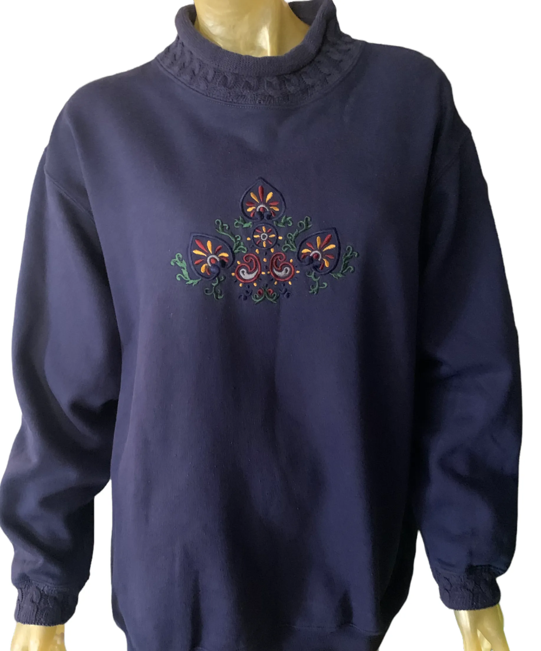 Embroidered turtle neck sweater