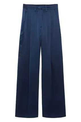 EMERSON PLEATED SILK PANT | MIDNIGHT