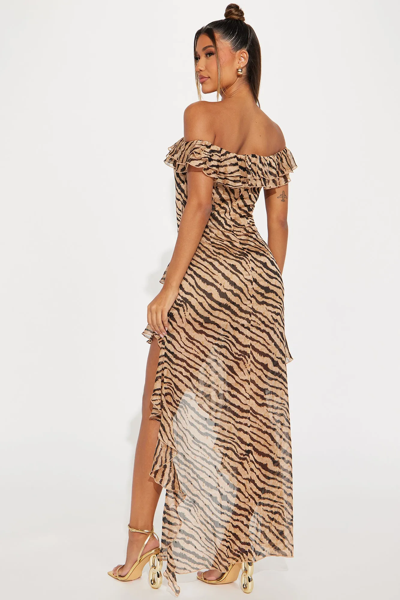 Exotic Zebra Maxi Dress - Brown Combo