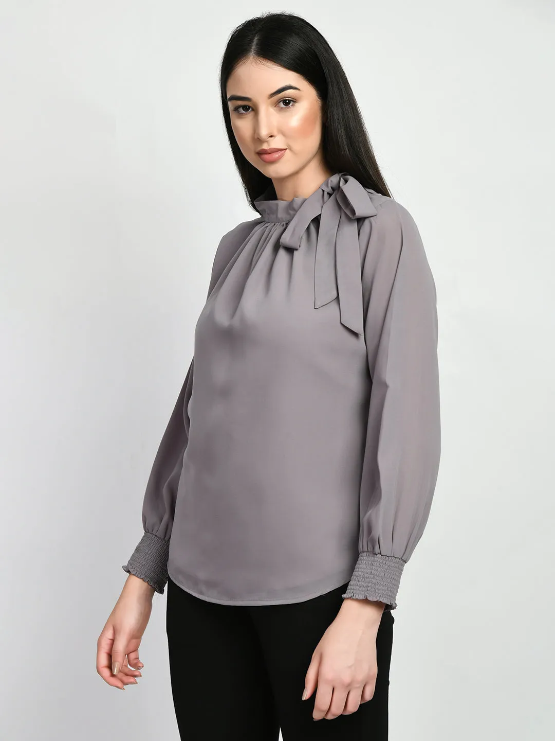 Exude Honesty Side Knot Top (Lilac Grey)