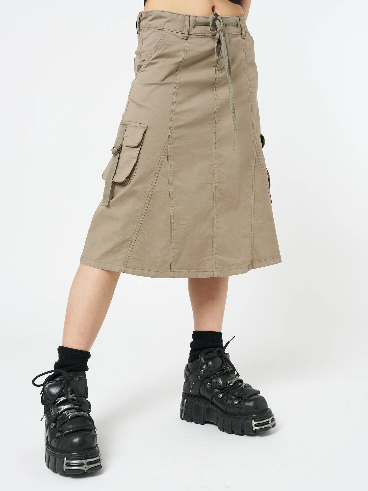 Fae Brown Cargo Midi Skirt