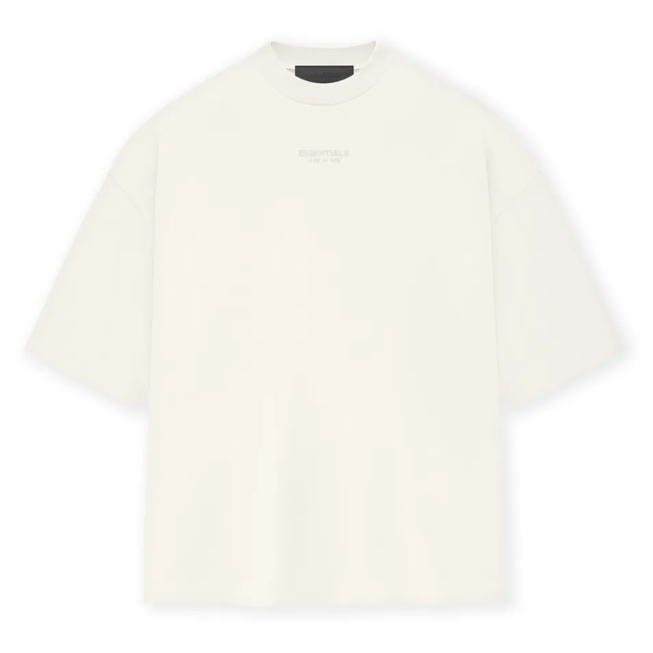 Fear of God Essentials Applique Logo Drop Shoulder Tee Cloud Dancer (Oversized)