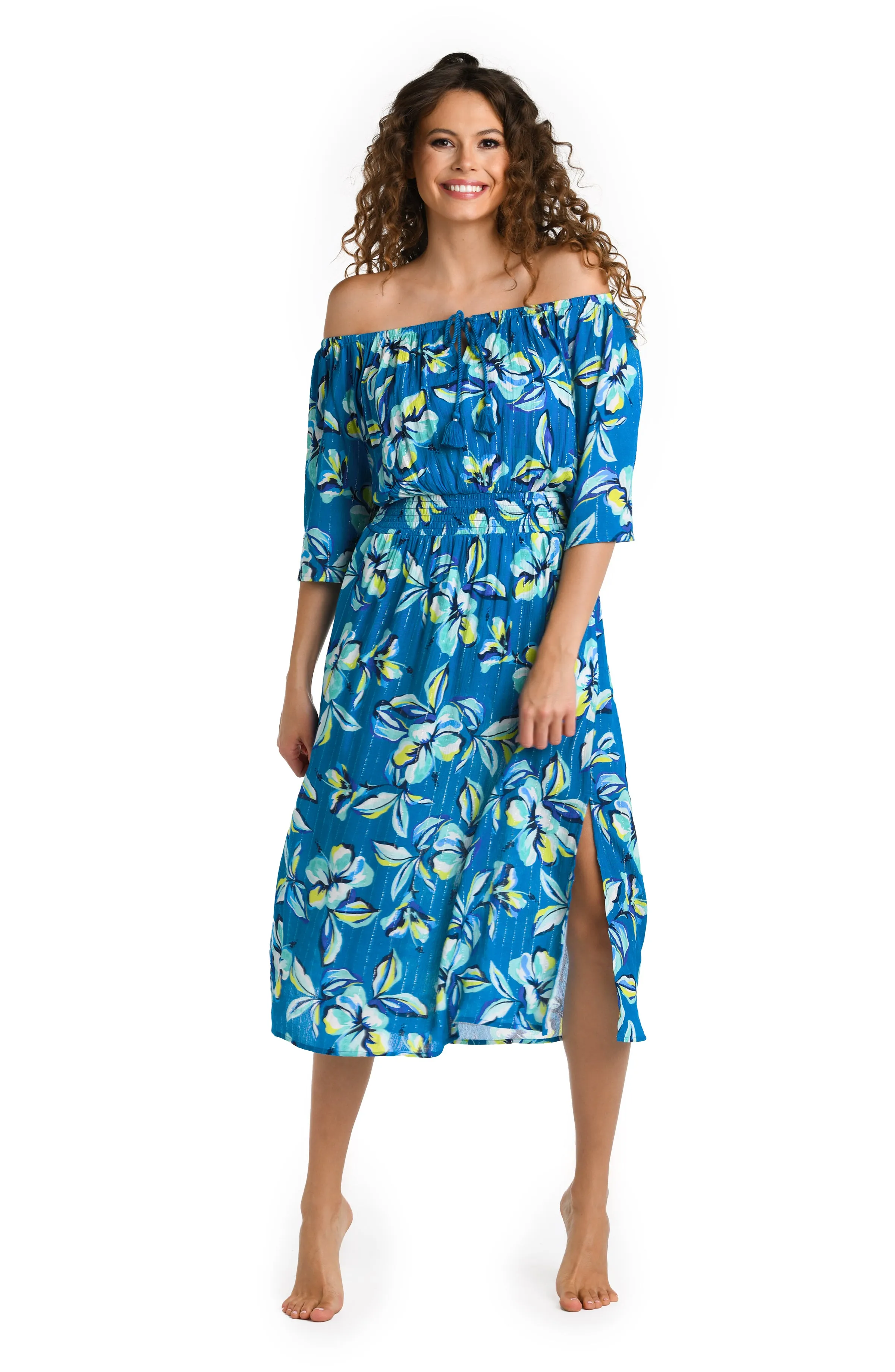 Fiji Tropics Off-The-Shoulder Cover Up Dress