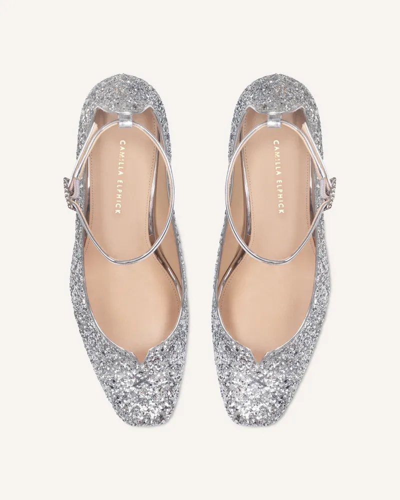 Florence Silver Glitter Mid-Heel