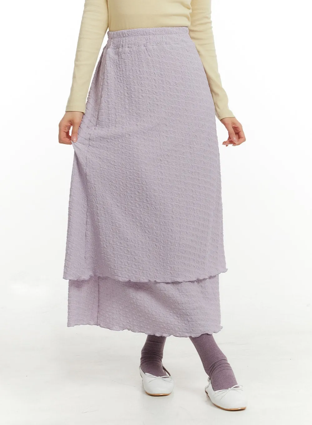 Frill Textured Maxi Skirt OM404