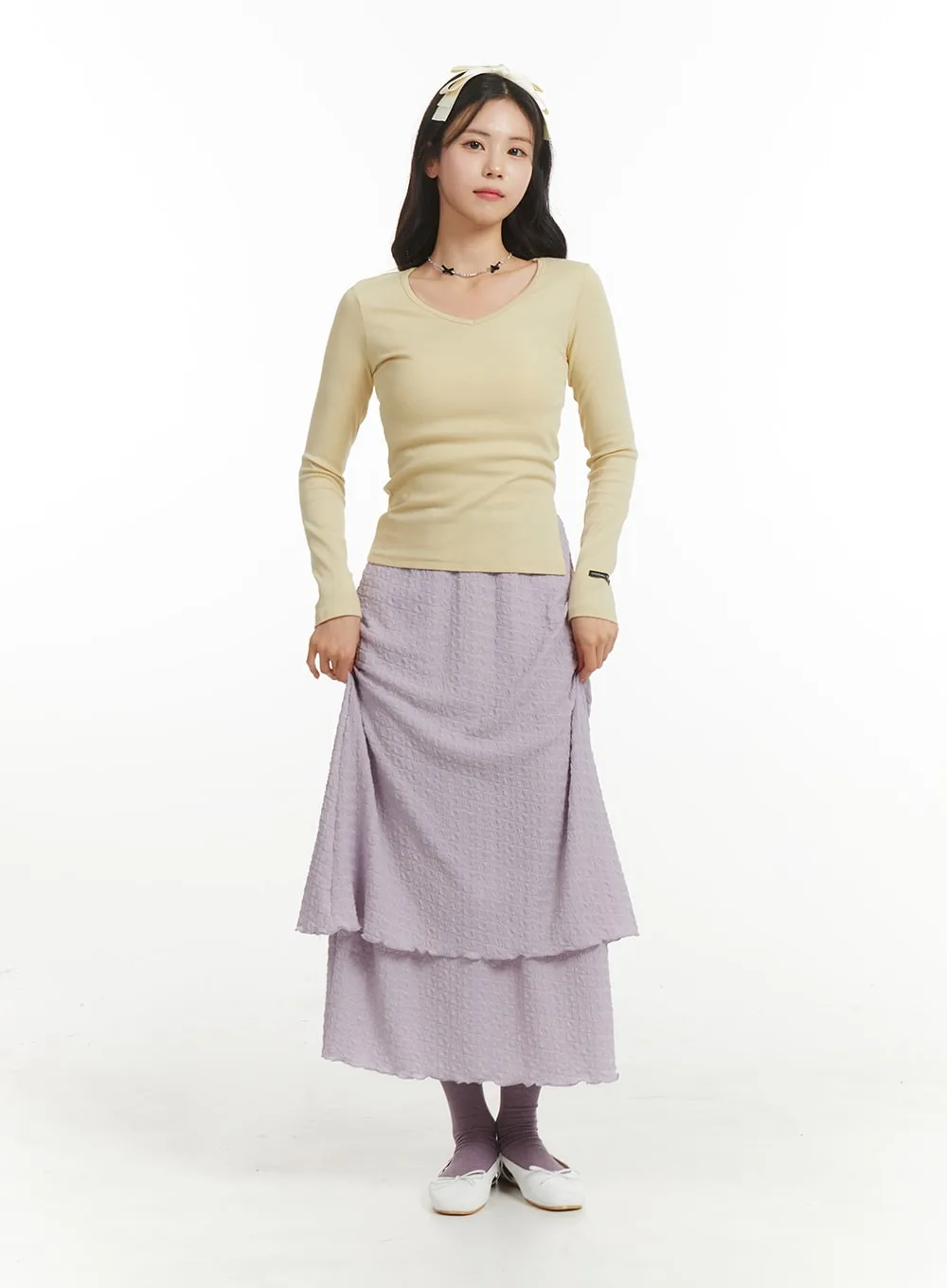 Frill Textured Maxi Skirt OM404