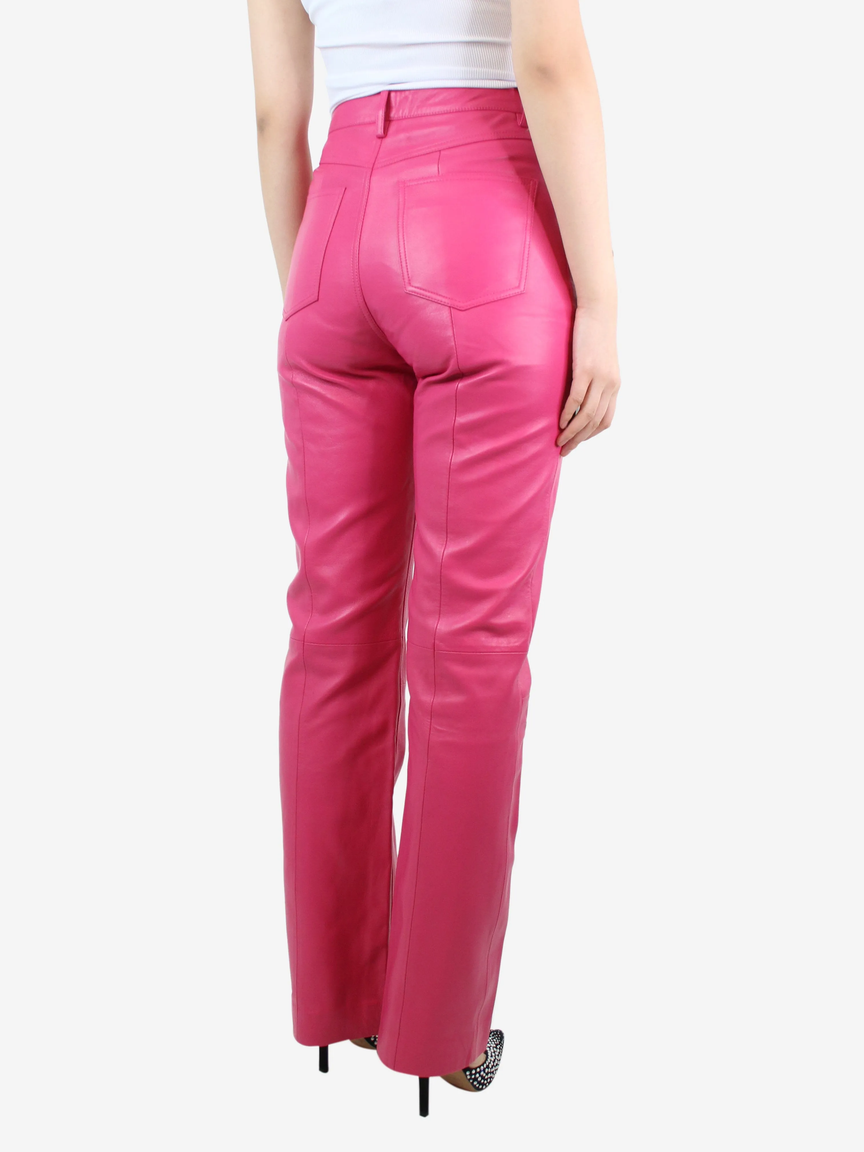 Fuchsia leather trousers - size UK 10