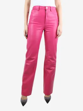 Fuchsia leather trousers - size UK 10