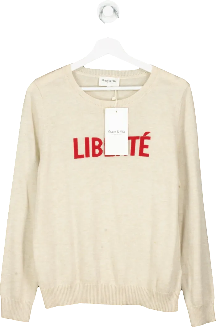 Grace & Mila Beige Lana Crew Neck Sweater UK L