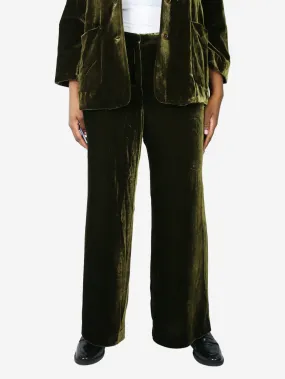 Green velvet trousers - size UK 16